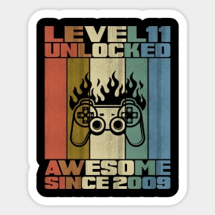 Level 11 Unlocked Birthday 11 Years Old Awesome Since 2009 Sticker